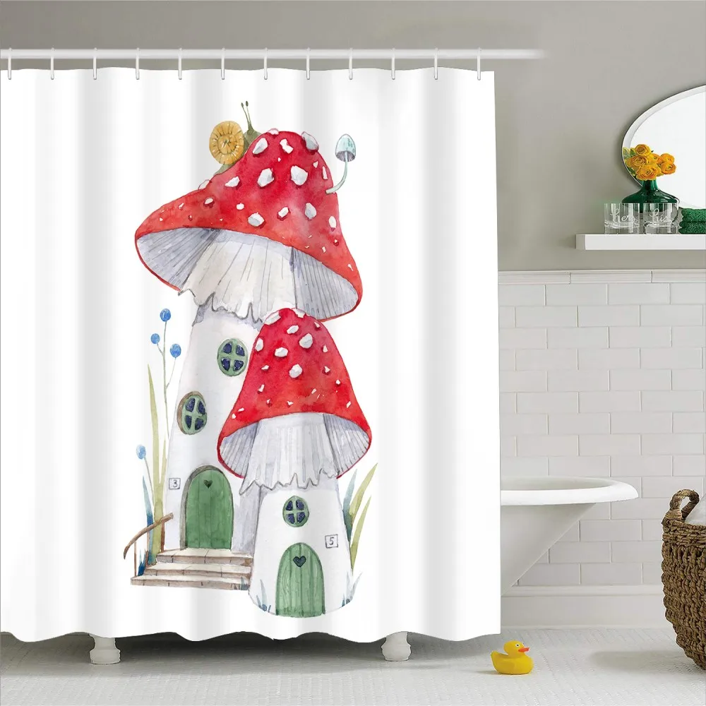 3D печать прочный Водонепроницаемый полиэстер занавеска для душа с крючками 1 шт