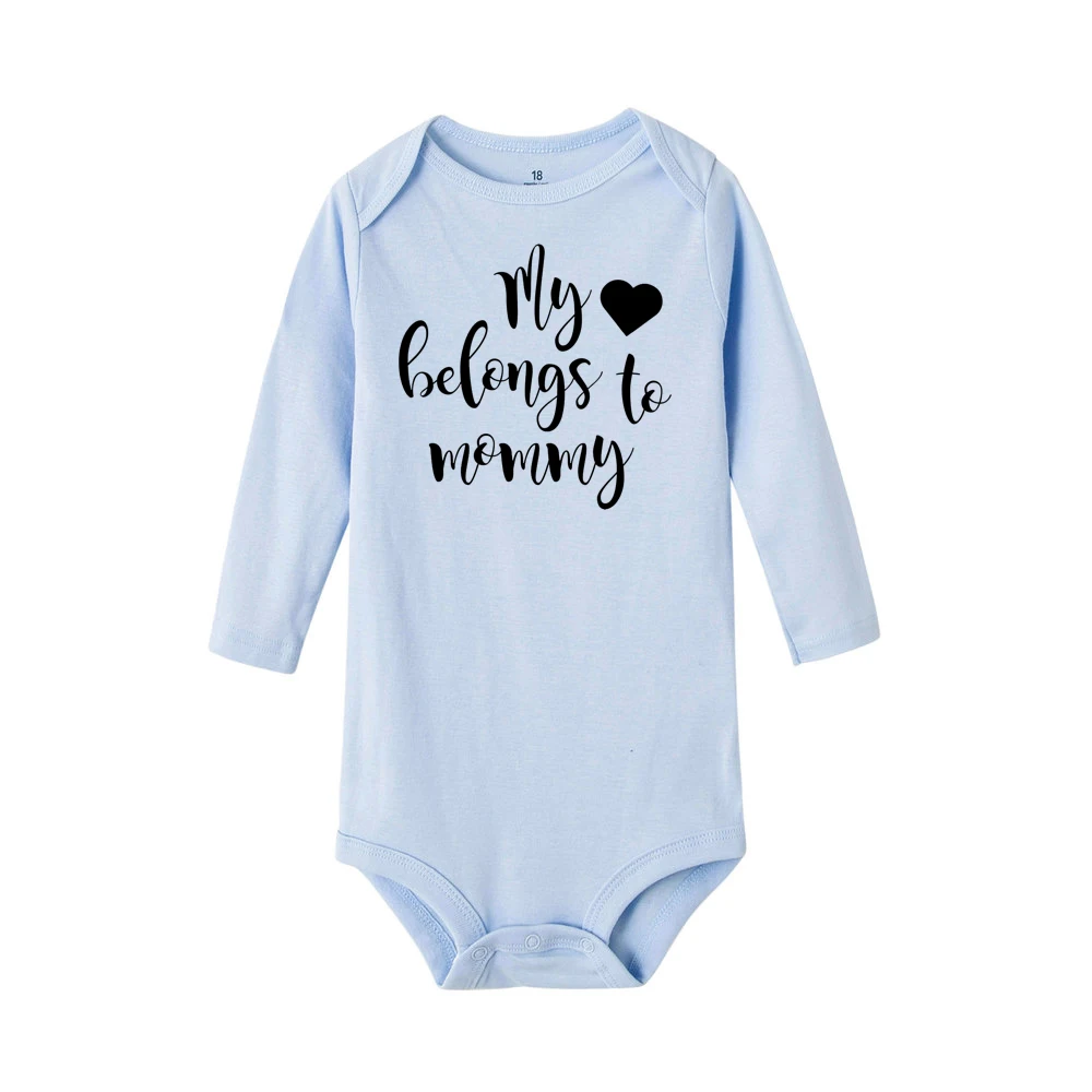 Хлопковый комбинезон для новорожденных с надписью «My Heart» «Mommy»; комбинезон с длинными рукавами для маленьких мальчиков и девочек; Милая модная одежда для малышей от 0 до 24 месяцев