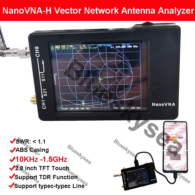 

Портативный Векторный анализатор сети NanoVNA-H 10 кГц-1,5 ГГц, цифровой анализатор MF HF VHF UHF, стоячей волны
