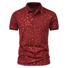 Рубашка-поло мужская с коротким рукавом, топ с бронзовым принтом и цепочкой, с лацканами, лето 2021