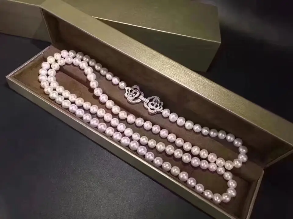

9-10mm south sea round white pearl necklace 24inch 925s