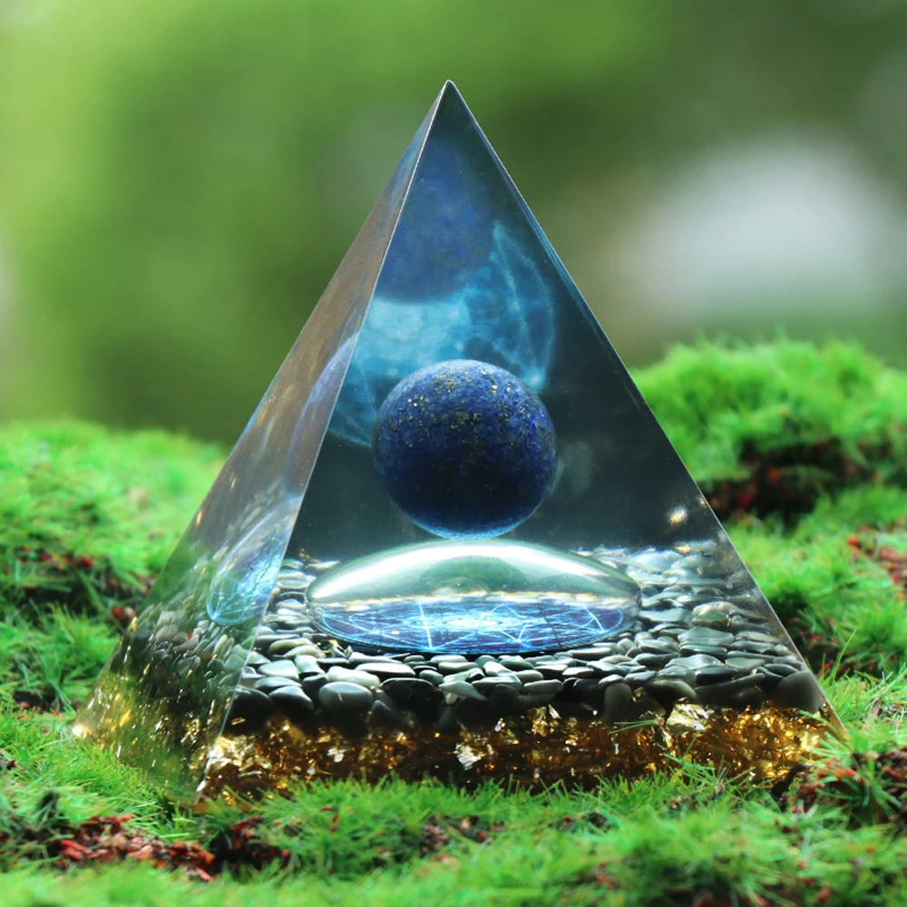 

Natural Semi-precious Stone Furnishing Articles Pyramid Shape Orgonite PyramidLapis Lazul for DIY Jewelry Making Home Decoration