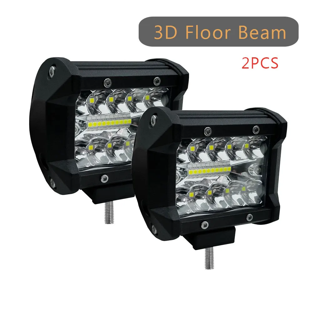 2PCS 60W Floor PANDUK 4 7 15 дюймов светодиодный светильник для автомобиля, трактора, лодки, внедорожника, 4WD 4x4, грузовика, внедорожника, ATV, вождения 12 В, 24 В, 18 Вт, 60 Вт, 72 Вт, 120 Вт - Цвет: 2PCS 60W Floor