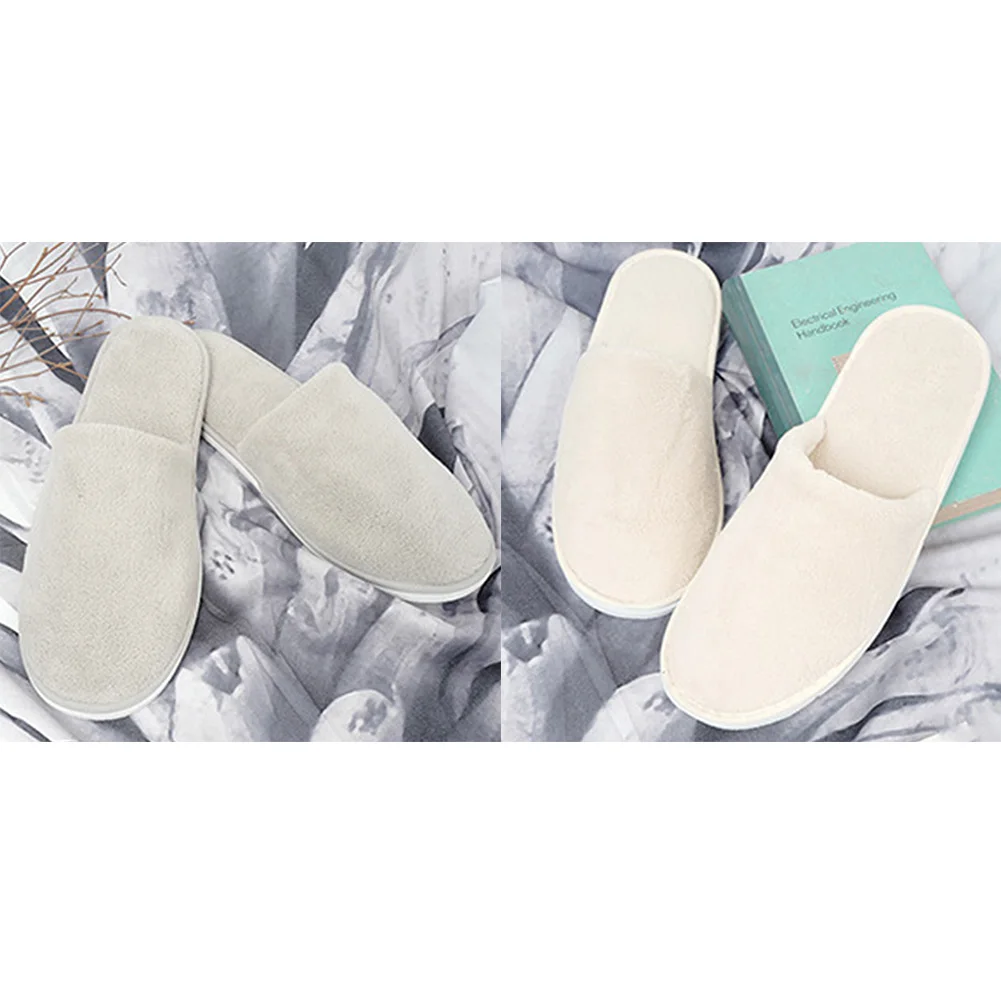 

Women Men Guest Wear Disposable Salon Club Coral Velvet Non-Slip Hotel Slippers Indoor Soft Washable Home