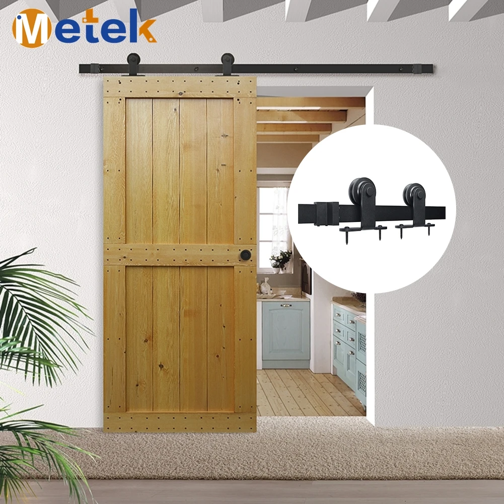 

4.9FT/6FT/6.6FT/8FT Rustic Vintage carbon steel sliding barn door hardware