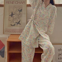 kimono women sakura room wear japanese kawaii pajama 2 piece sets sleepwear vintage floral pijama 2021 pyjamas loungewear