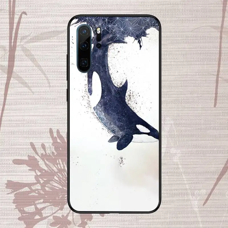 

Killer Whale Orca Watercolor Phone Case For Huawei honor Mate P 9 10 20 30 40 Pro 10i 7 8 a x Lite nova 5t