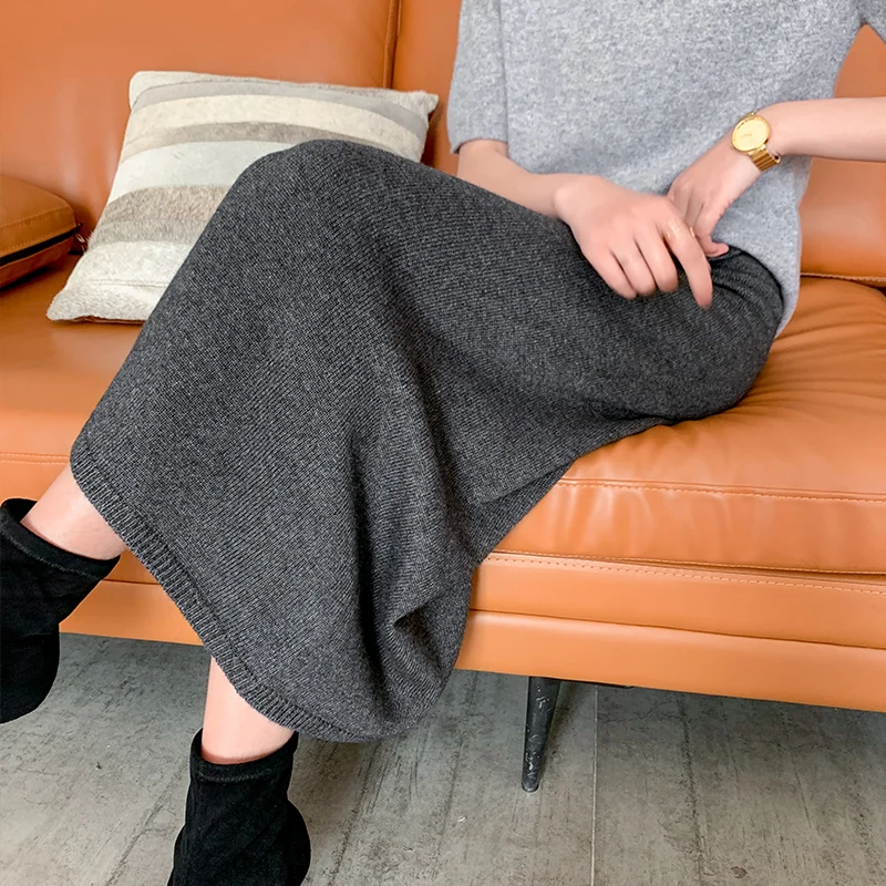 Новинка 2020 Женская кашемировая юбка сексуальная юбка-свитер Длинные Теплые юбки
