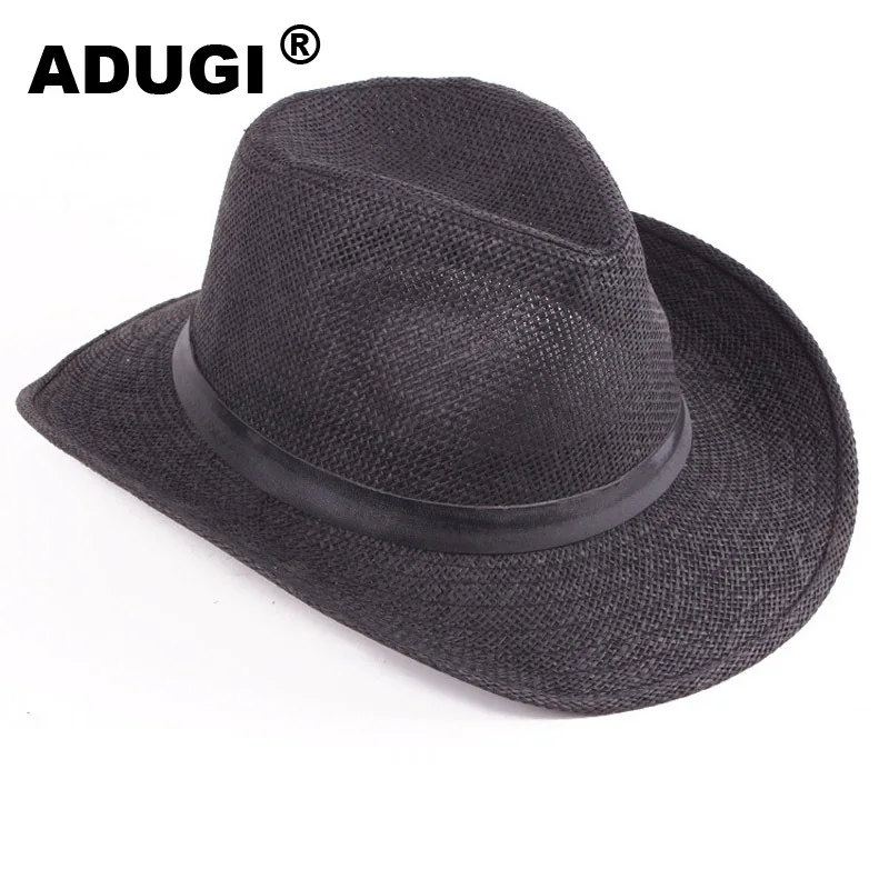 Летняя соломенная плетеная ковбойская шляпа ADUGI Пляжная Шляпа рыцаря для