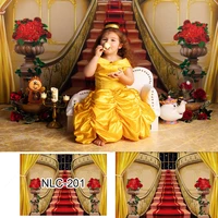 beauty palace beast hall ballroom backdrop wedding birthday photography banner golden vinyl photo background red carpet props