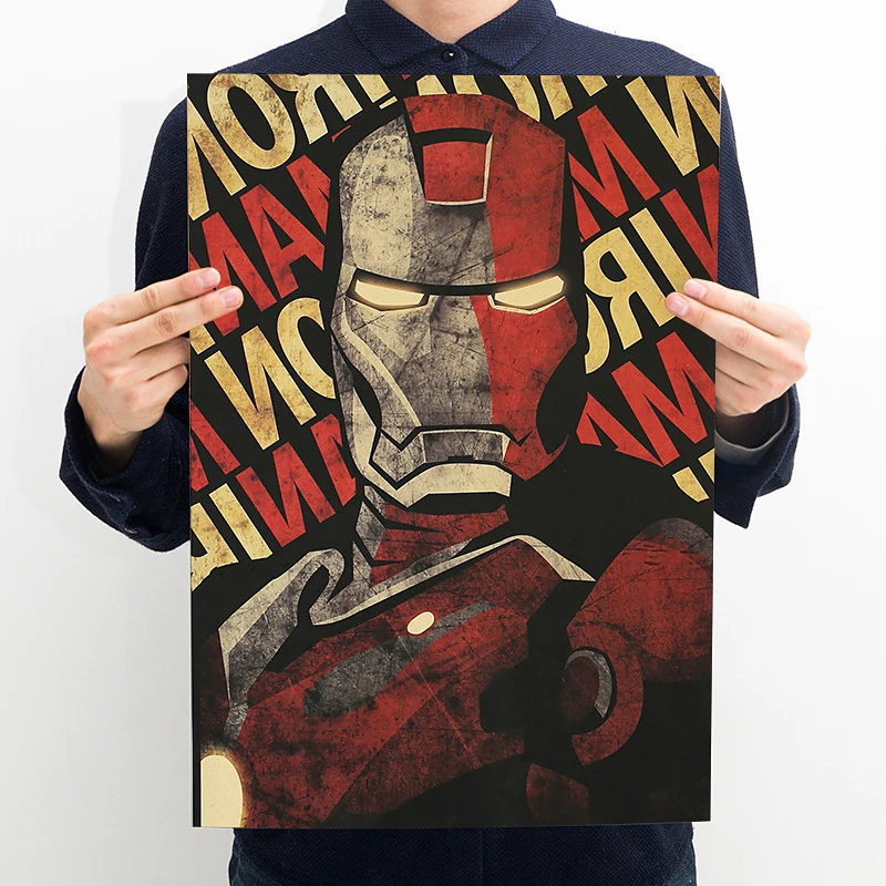 1 шт. кино Железный человек Ретро плакат на крафт бумаге домашнее барное кафе