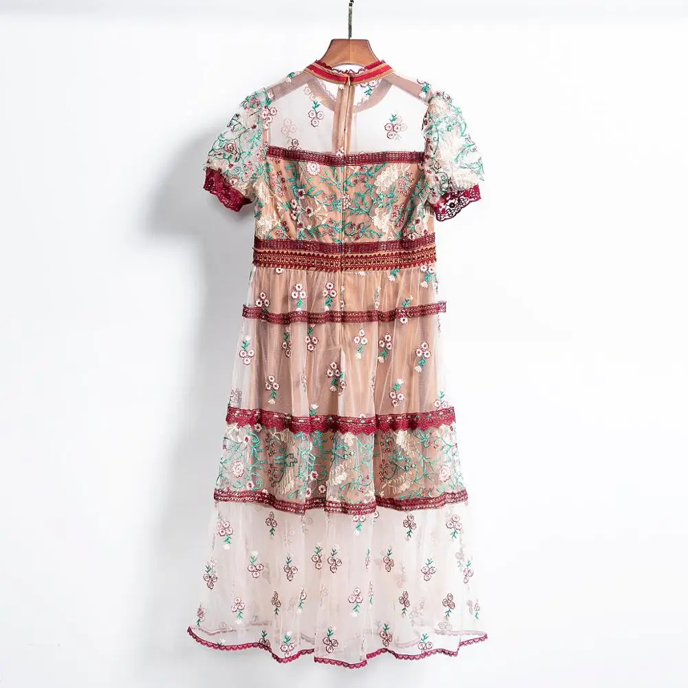 Женское Сетчатое кружевное платье дизайнерское винтажное праздничное миди с