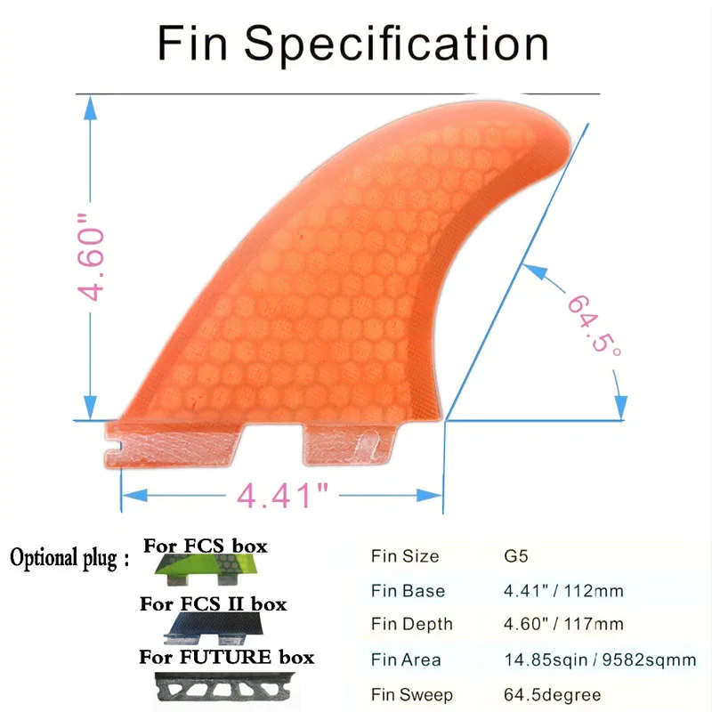 BiLong FCS II плавники для серфинга 3 шт. в комплекте G5 Стекловолоконные сотовые