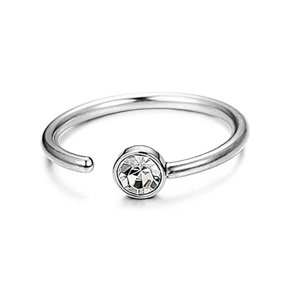 C образные носовые кольца из нержавеющей стали украшение с бриллиантами стразы