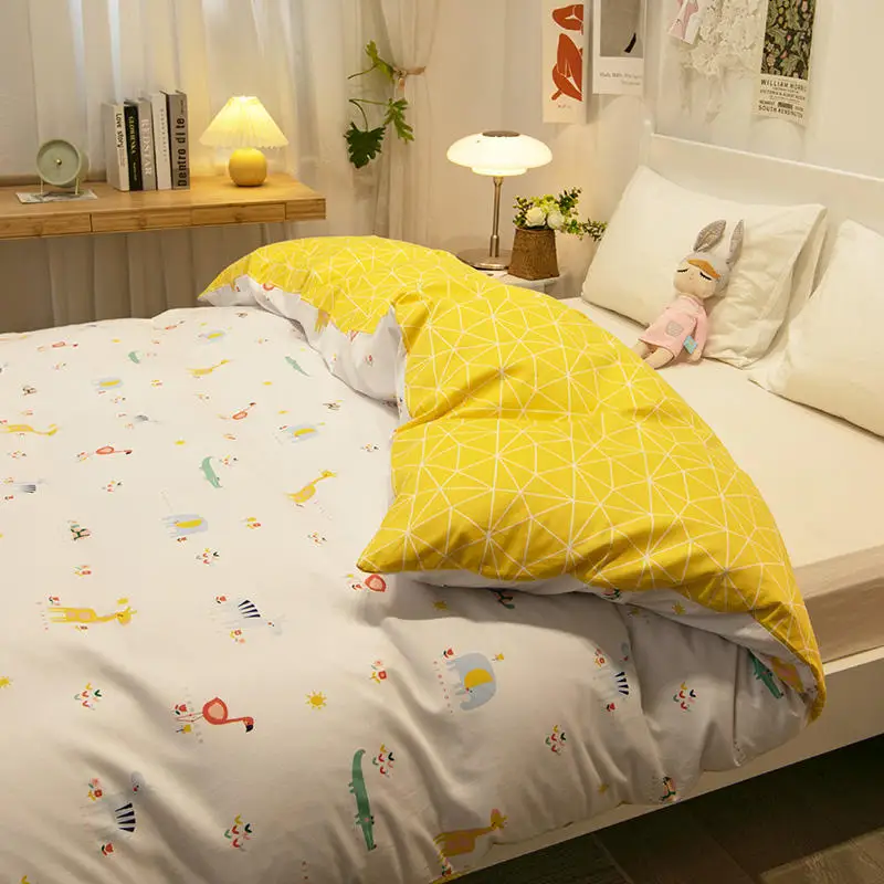 Пододеяльник для детей однотонное покрывало с рисунком фламинго пододеяльник