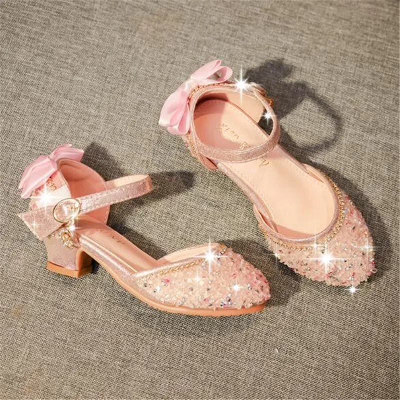 

New Summer Crystal Sandals Children Shoes Girls Fashion Party Dance Performance Princess Shoes Kids Rhinestone High Heels 041