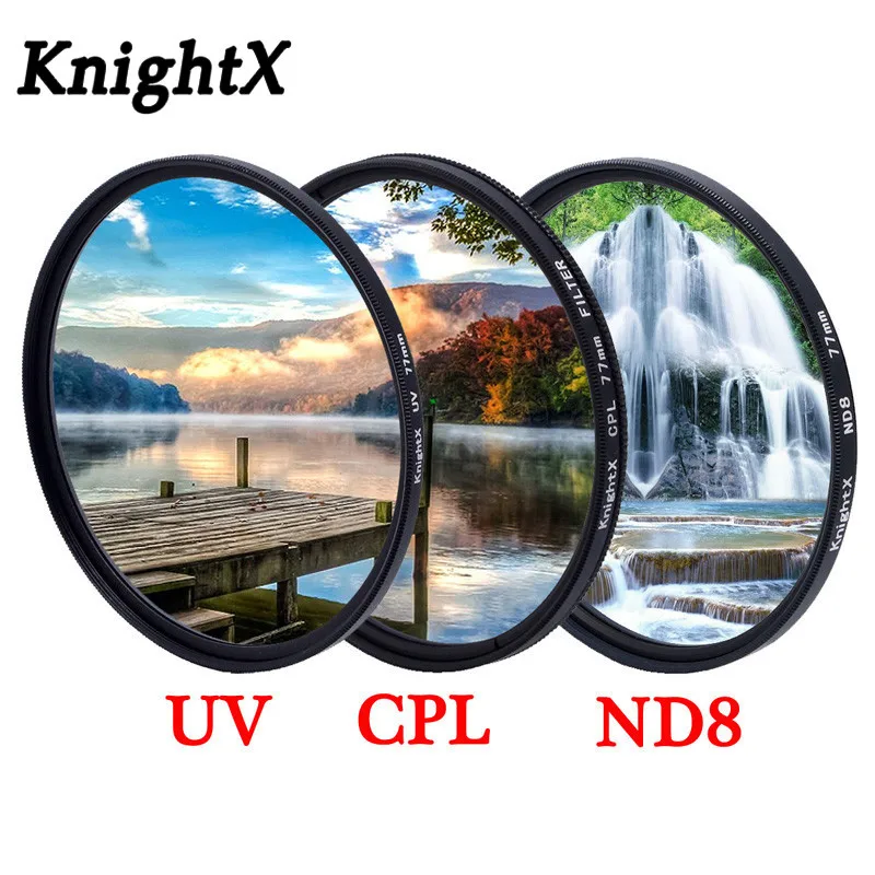 Купи KnightX UV CPL ND Star variable Lens Filter For canon nikon photo 24-105 d5300 18-200 49mm 52mm 55mm 58mm 62mm 67mm 72mm 77mm за 625 рублей в магазине AliExpress