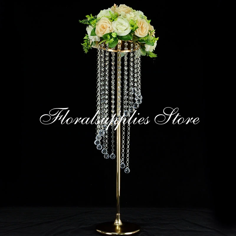 Decoraci&oacute;n de boda, soporte de flores de cristal, Pilar, soporte de flores, centros de mesa para boda, caminos-2