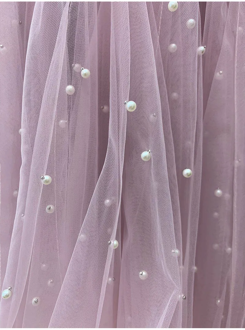 

High Quality Women's New Heavy Industry Nail Pearl Mesh Skirt