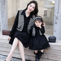 2022 dress vest mother daughter sets spring family look fashion mum girl matching outfits autumn mommy kids costume clothes