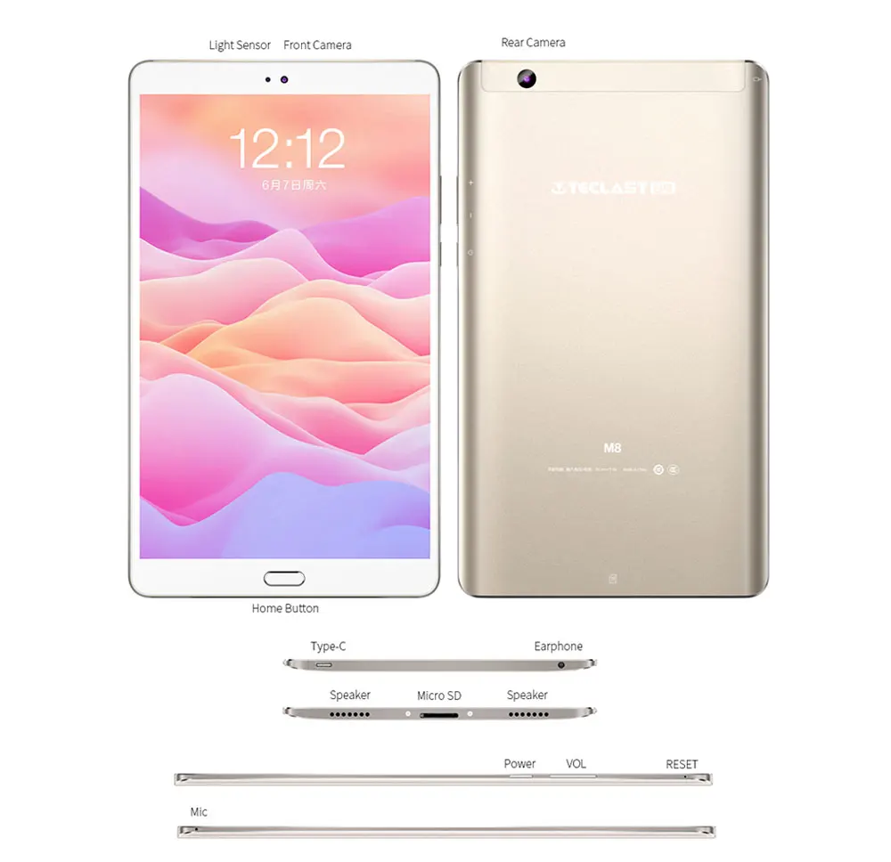 Teclast M8 планшет 8,4 дюймов 2560x1600 четырехъядерный 3 ГБ ОЗУ 32 Гб ПЗУ Wifi 4800 мАч Android 7,1
