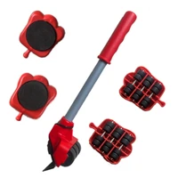 5pcs furniture mover tool set heavy stuffs transport lifter wheeled mover roller with wheel bar moving hand device