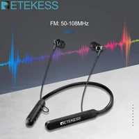 retekess tr108 bluetooth neckband sport wireless earphone fm radio 16 hours of listening time built in microphone%ef%bc%8cfor running