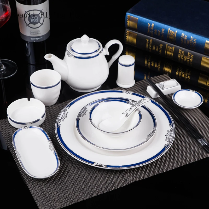 Звездный набор столовых приборов отеля синяя боковая столешница костяное блюдо