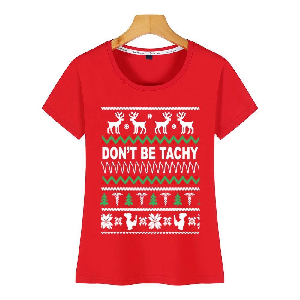 Tops T Shirt Women nurse ugly christmas swea Design Black Cotton Female Tshirt | Женская одежда