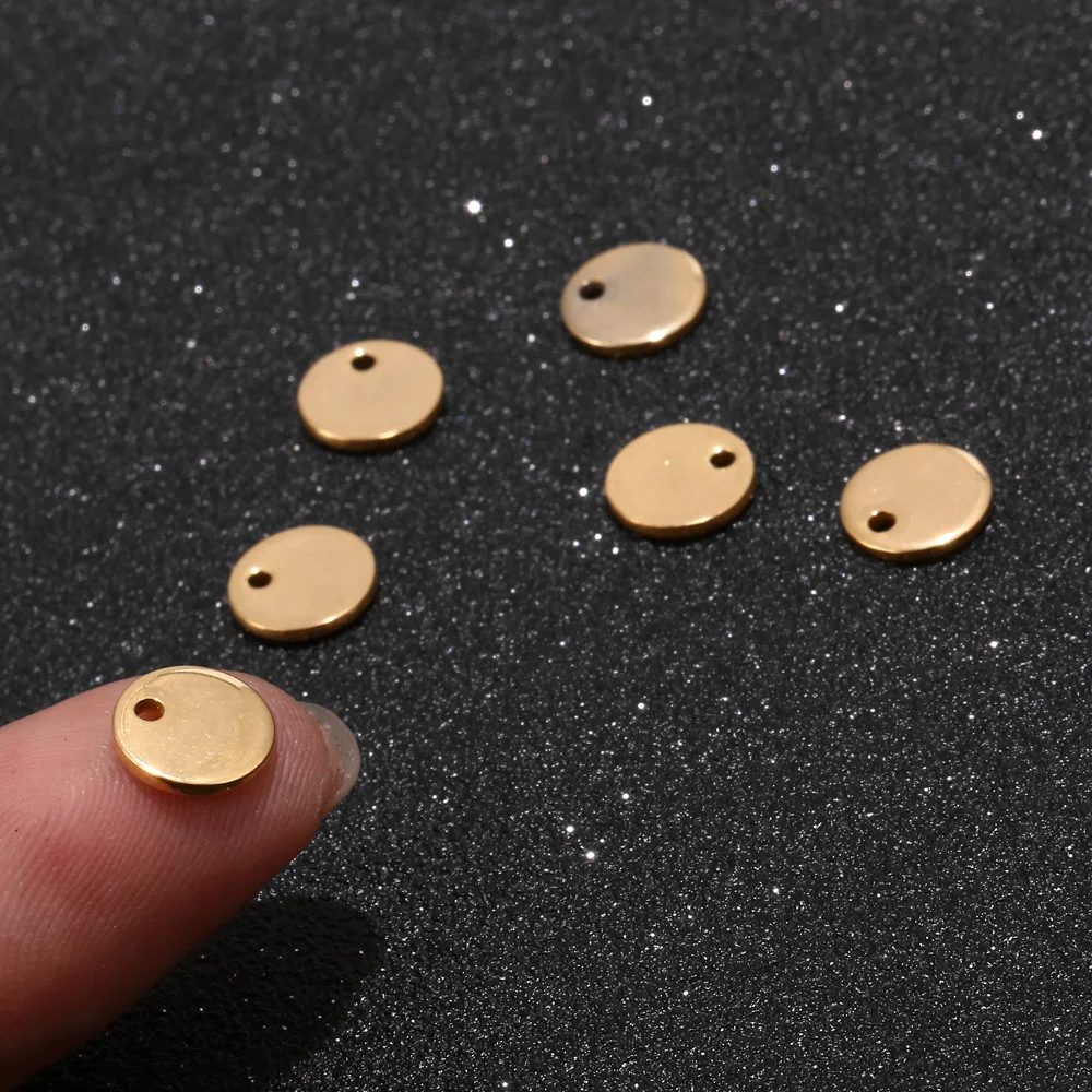 120 шт./лот подвески из нержавеющей стали цвета розового золота/золота круглые для