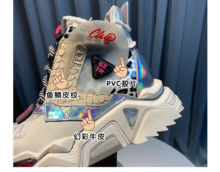 RY-RELAA women sneakers fashion high top sneakers ins wedge sneakers Genuine Leather rhinestone shoes white platform shoes