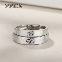 obear 100 925 sterling silver classic abstract men women adjustable ring couple personality charm wedding jewelry