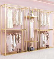 clothing store display rack floor type womens clothing store special display shelf clothes rack gold hanger