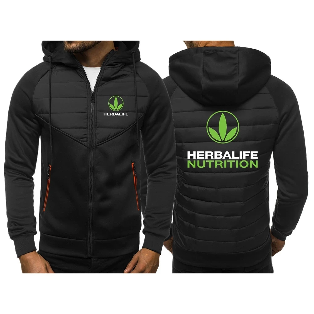 

Демисезонная модная одежда с логотипом Herbalife, Мужская Толстая теплая хлопковая куртка, Мужская куртка с воротником, толстовка на молнии, пал...