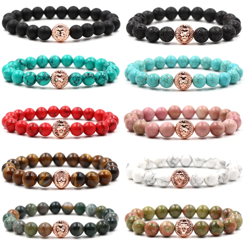 Женский классический браслет 10 мм многоцветный Браслет с вулканическим тигровым