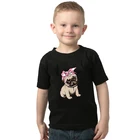 2020 летняя футболка для мальчиков, футболки для маленьких девочек, футболка с животным Мопсом для девочек, хлопковые детские футболки для мальчиков, детские рубашки, детские топы