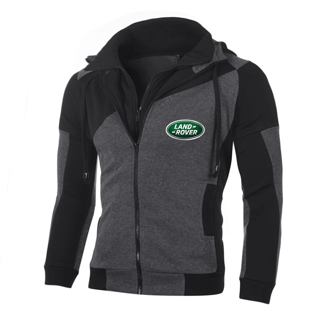 

Men's 2021 spring and autumn Land Rover car LOGO double-layer zipper hooded sweater fashion cardigan men
