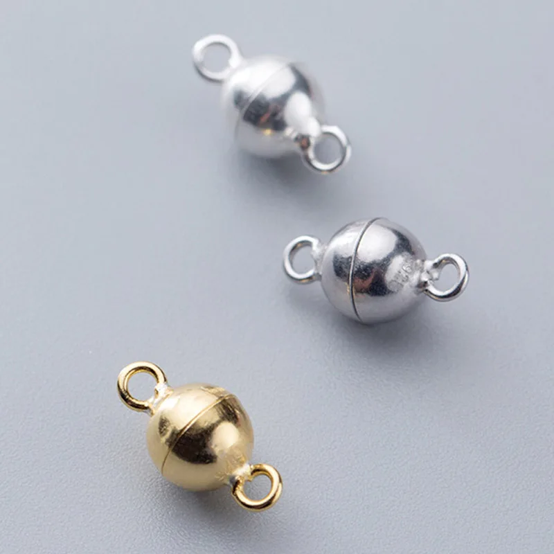 Круглые прочные магнитные застежки из 100% стерлингового серебра 925 пробы