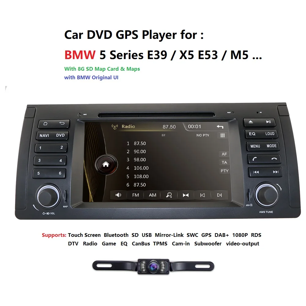 7 'wince автомобильный монитор DVD для BMW E39 E53 X5 GPS навигация RDS SD сабвуфер