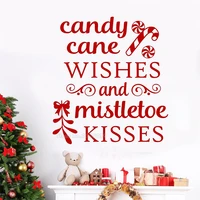 candy cane wishes and mistletoe kisses christmas wall decal holiday home office party decor christmas window door sticker ll2209