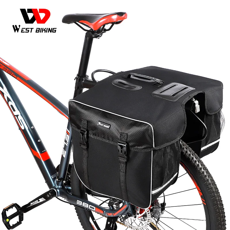 

WEST BIKING 30L Bicycle Trunk Bag Waterproof MTB Road Bike Bag Cycling Double Side Rear Rack Luggage Carrier Tail Seat Pannier