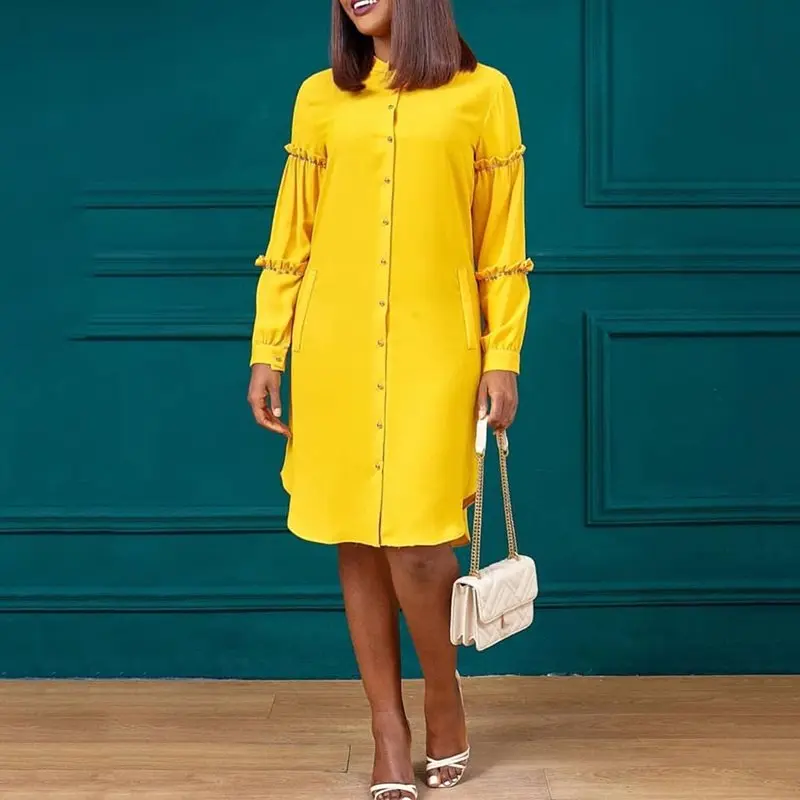 Прямое платье с длинным рукавом в африканском стиле для офиса вечерние платья