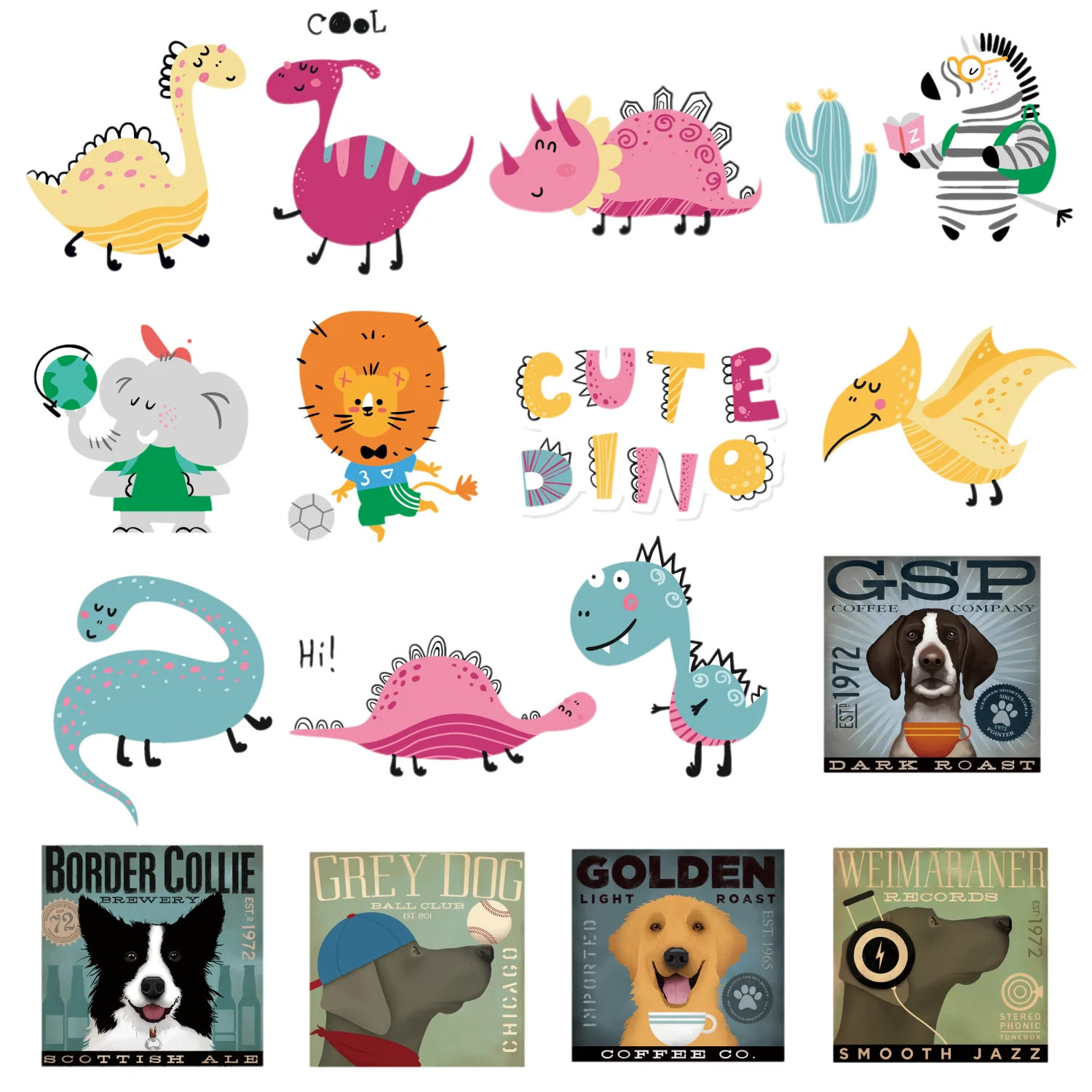 1 шт. стикер животных Собака динозавр рисунок Слон милый патч термотрансферный