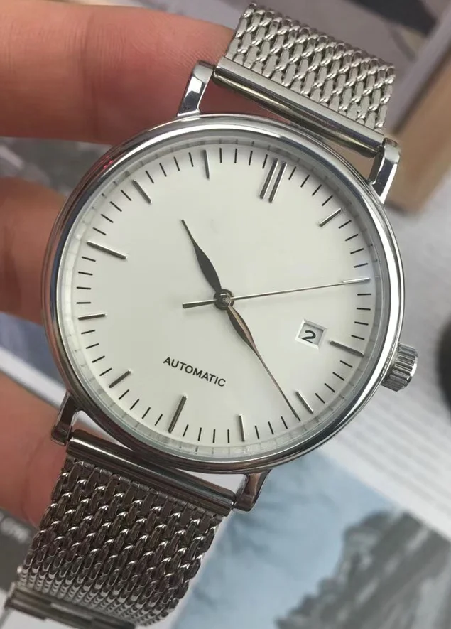 

New Automatic Mechanical Men's Watch Rome Dial Stainless Steel Silver White Sapphire Crystal