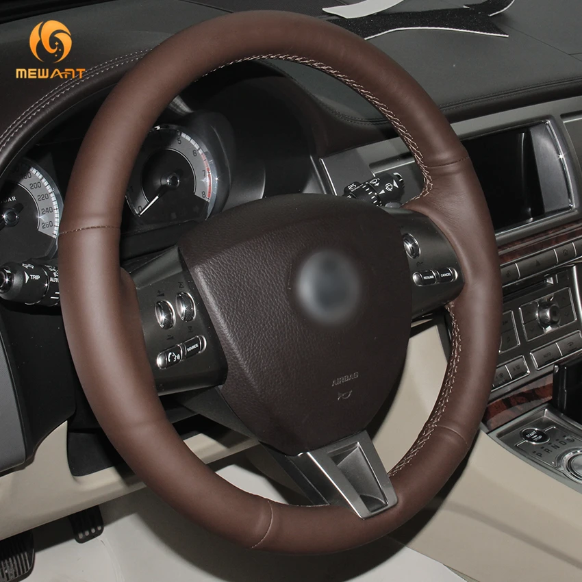 MEWANT кофейный чехол из натуральной кожи на руль автомобиля для Jaguar XF S Sportbrake