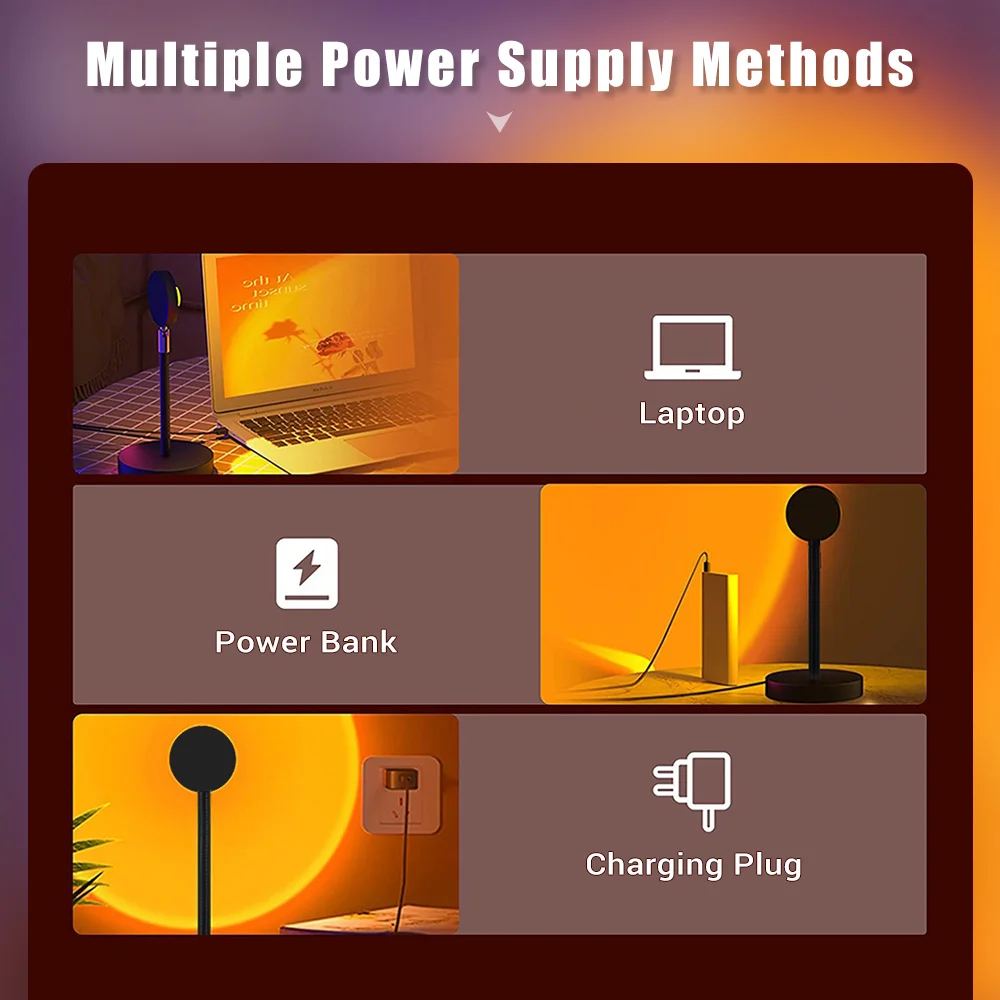 RGB лампа с проекцией заката и пультом дистанционного управления 16 цветов|Ночники|