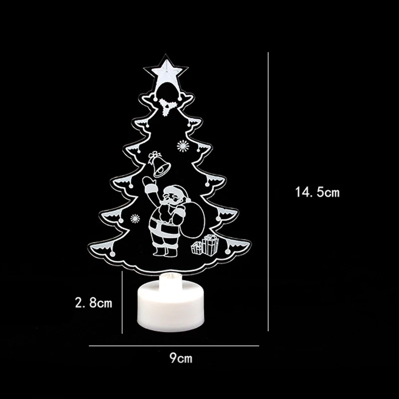 Christmas Tree 3D стерео ночные светильники украшения для дома на Рождество Санта Клаус светодиодный светильник ночник красочная вспышка акриловая Кнопка батарея свет - Испускаемый цвет: Christmas Tree