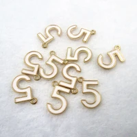 10pcslot 1318mm hot high quality alloy golden white enamel digital charm number 5 charms pendant for necklace jewelry xl433