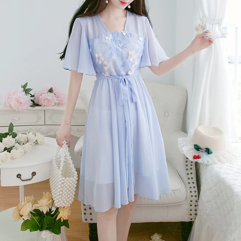 Винтажное женское платье SWEETXUE Hanfu в стиле ретро летние платья 2020 шифоновое с