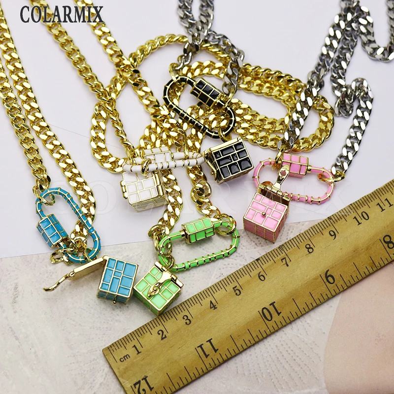 

4 Strands Fashion Geometric pendant Necklace metal Chain jewelry necklace for women Mix color pendants accessories 6238